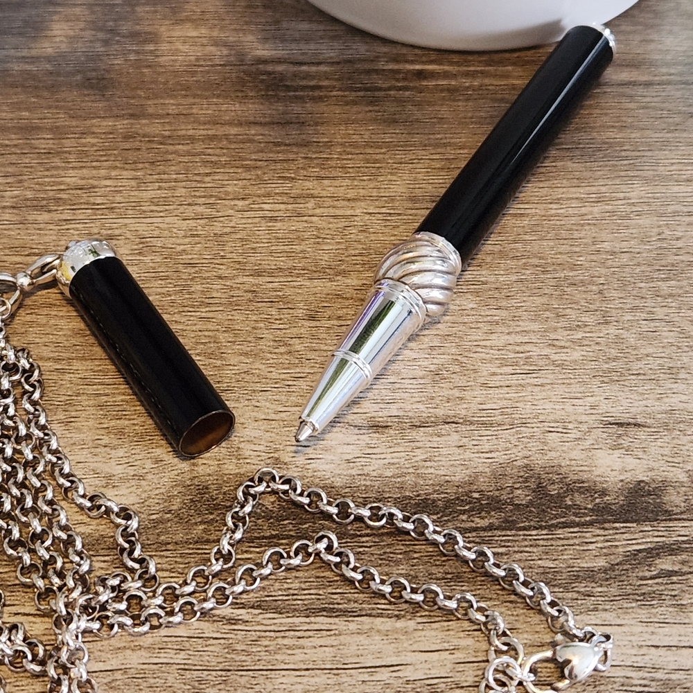 Brighton charm bead PEN necklace crystal BLACK TEACHERS EDUCATORS GIFT NEW